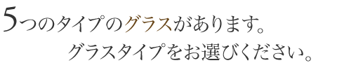 5つのタイプのグラスがあります。グラスタイプをお選びください。